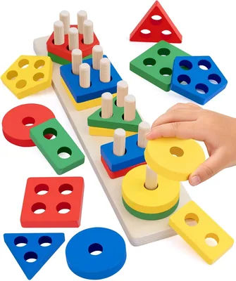 21-Piece Wooden Shape Sorting Board - Educational Toy for Toddlers