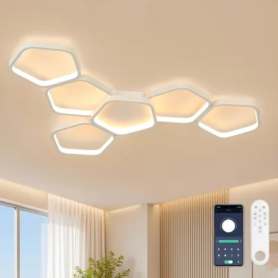 OTREN LED Soffitto Luce Dimmabile con Telecomando, 88cm 58W 3000K-6500K, Luce Notturna, Timer e Funzione Memoria, Moderno C