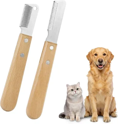 OFFCUP Set de 2 Cuchillos Peladores para Perros, Mango de Madera Ergonómica