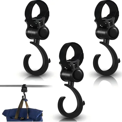 360 Degree Rotating Stroller Hooks, 4-Pack Universal Velcro Clips - Best Deal