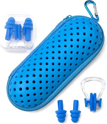 AHAOQI Estuche para Gafas de Natación con Clip de Nariz y Auriculares. Kit de Accesorios Ligero y Transpirable