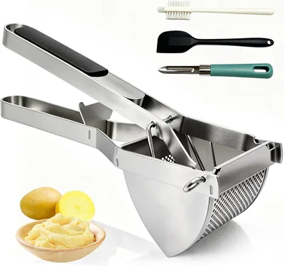 Potatpress av inox, Spätzlepress med stor kapacitet och antislip silikonhandtag, Dishwasher Safe och rustfritt, Pot