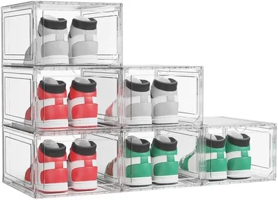 Cajas para Zapatos de Transparente, 34×27×19 cm, Zapatera Organizador Apilable de Plástico Rígido