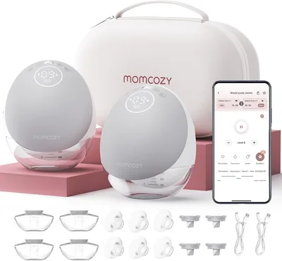 Extractor de Leche Eléctrico Momcozy M9, 2 Piezas, Gris Pluma