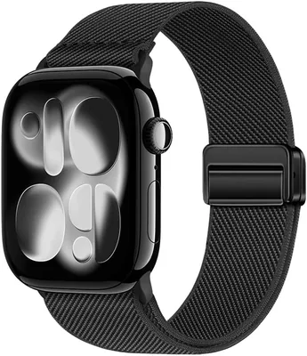 Magnetic Elastic Nylon Band for Apple Watch 44-49mm, Soft Woven Sport Strap