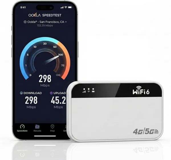 Routeur WiFi 5G portable avec slot SIM débloqué - Modem 5G/4G+, Internet mobile haute vitesse, jusqu'à 28 appareils
