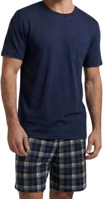 Pijama Masculino Adulto Camiseta e Short de Verão Duomo - Toque Macio e Confortável