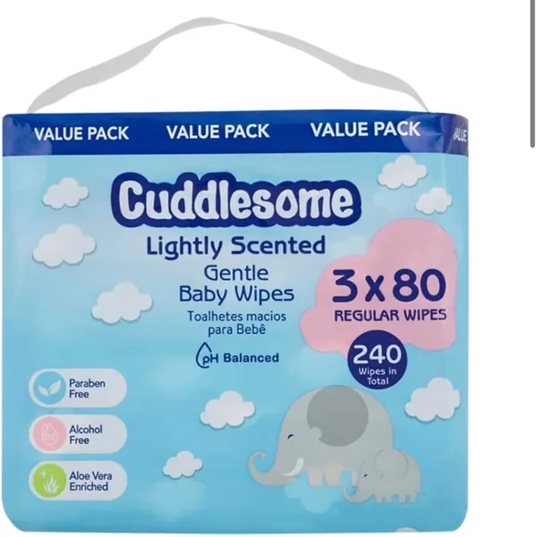 Cuddlesome Baby Wipes, pH Balanced & Aloe Vera, 240 Wipes (2 Packs) - Best Deal