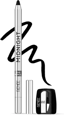 Midnight Kohl Kajal Pencil - Waterproof & Smudgeproof Matte Black, Long-Lasting 24H, One Swipe Application, Enriched with Vitamin E
