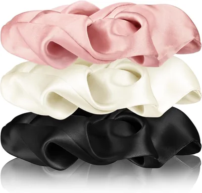 Silk Scrunchies 100% Mulberry Silk Hair Ties, Stretchable Durable Band