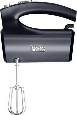 BLACK+DECKER 300W Hand Mixer - 5-Speed with Turbo, Metallic Finish