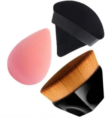 MEGA So 3-Piece Makeup Set: Brush, Blender & Powder Puff