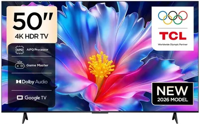تلفاز LED 50 بوصة بدقة 4K، نظام Google TV، صوت Dolby، منافذ HDMI 3، واي فاي، بلوتوث 5.2، معدل تجديد 60 هرتز
