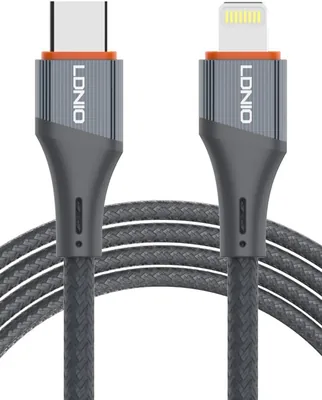 كابل متين من LDNIO بطول 2 متر مع منفذ USB-C إلى Lightning متوافق مع أيفون 7/8/X/XS ماكس