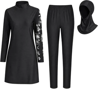CasRmia Modest Muslim Swimsuit Womens Swimwear with Hijab Rash Guard Burkini Long Sleeve Legging Pants Bathing Suits Full Cover - Best Deal