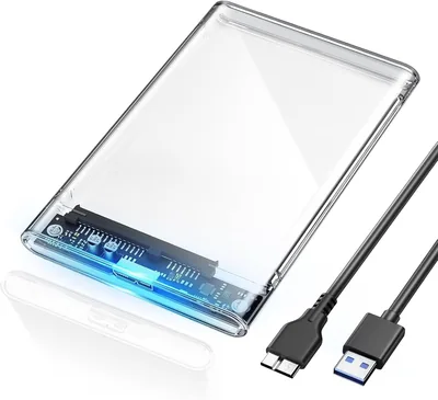 حامل قرص صلب خارجي 2.5 إنش بتقنية USB 3.0 إلى SATA III - عبوة بدون أدوات شفافة لـ HDD/SSD مع دعم UASP لـ 7mm/9.5mm