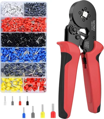Crimping Zangen Wire End Ferrulen-Set mit 1300 Stk. Wire End Ferrulen für 0,25-10 mm², Crimpzange-Set