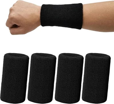 Pack de 4 bandes de sport anti-transpiration 15 x 8 cm pour hommes et femmes | Bande élastique absorbante pour exercice de soutien-gorge