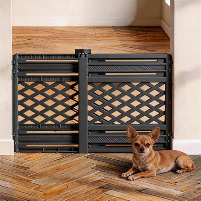 Puerta para Perro Plegable IJHFNL 65-106cm, Ajustable, sin Perforación