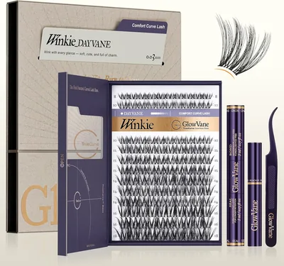 GlowVane Clear Curved Bands Cluster Lashes Kit Best Deal
