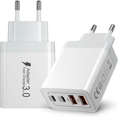 USB C Ladare, 40W 4-portig snabbt laddare med Quick Charge, Kompatibel med iPhone 16/1