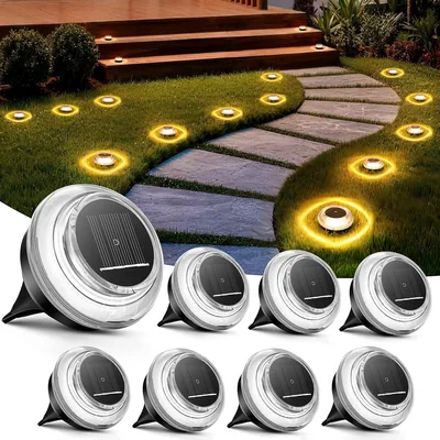 Uwithm 8er-Set Solartaschenlampen Außen, LED-Solarlampe Garten IP68 wasserdicht, Solarlichter für den Außenbereich mit 4 LED