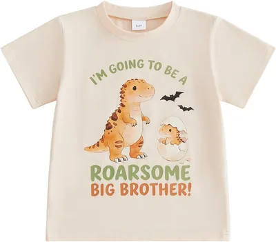 Big Brother T-Shirt Toddler Boy Fire Truck Dino Crew Neck Tee - Best Deal
