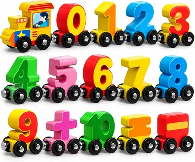 Trem Magnético de Madeira 15 Peças para Matemática Montessori