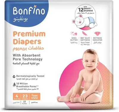 Bonfino Premium Tape Style Diaper, Size 4, Large - 23 Pieces Best Price