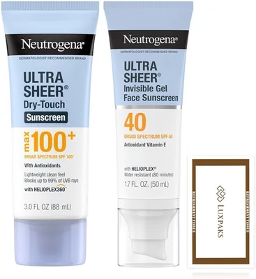 Zestaw do pielęgnacji skóry z Netrogena Ultra Sheer SPF 100+ i Face Sunscreen SPF 40 - Najlepsza cena