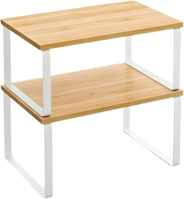 Bestby 2 Piece Stackable Metal Shelves Organizer - Light Color Best Deal