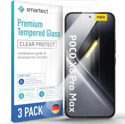 Smartect Szkło Hartowane 3 sztuki dla Xiaomi Poco X8 Pro Max, Ochrona Ekranu 9H, Bez Pęknięć
