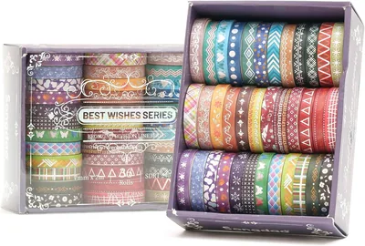 AOXOV® 36 Rolls Skinny Washi Tape Set - Gold Foil Decorating Tapes