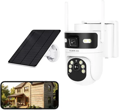 iCam365 A444 Solar Security Camera 4G SIM Card Dual Lens AI Motion Detection