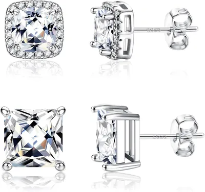 AOXOV® Hypoallergenic Stud Earrings - 925 Sterling Silver & Cubic Zirconia