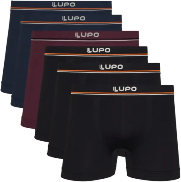 Kit 6 Cuecas Lupo Boxer Masculinas Microfibra de Poliamida Sem Costura Adulto - Melhor Preço
