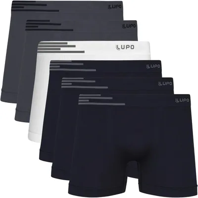 Kit 6 Cuecas Lupo Boxer Masculinas de Microfibra Sem Costura