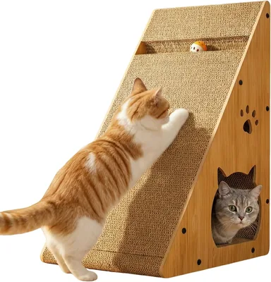 Rascador para Gato TEVSWCD, Rascador Vertical con Rampa Triangular, Cartón Corrugado, Ideal para Gatos