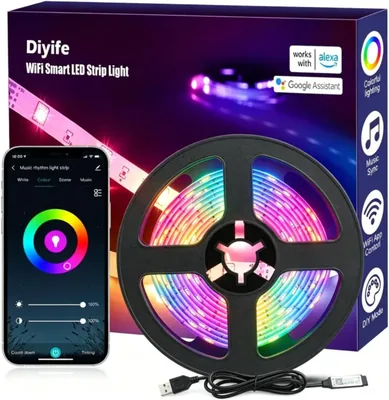 Diyife 5050 RGB LED Strip Light 3M WiFi App Control