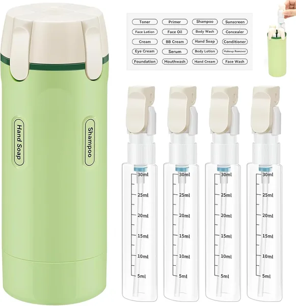 Dispensador de Viaje 4 en 1, Set con Balanza y Etiqueta