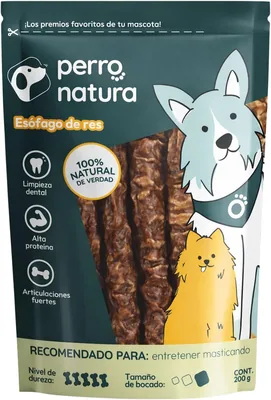 Perro Natura - Esófago de Res - Premio Masticable Varas Gruesas - 200g - Ricos en Proteína y Colágeno - 100% Natural de Verda Best Deal