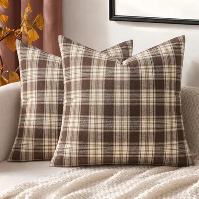 MIULEE Fall Scottish Plaid Pillow Covers 18x18 Inch Tartan Decor Best Deal