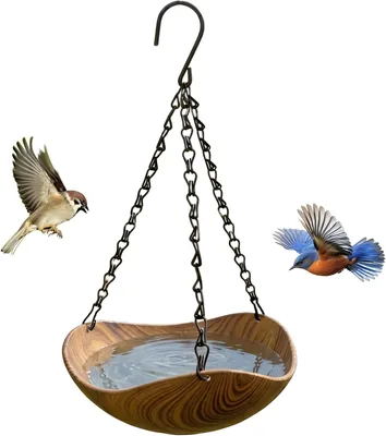 Ginwrek Baño para pájaros Colgante comedero Ancho para pájaros con Cadena pequeño Bebedero para jardín Patio Exterior veta de, Mejor Oferta