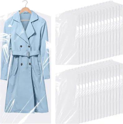 SKY-TOUCH 50 Pack Plastic Garment Bags - Dustproof Clothes Covers