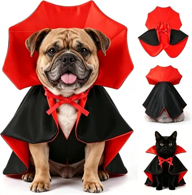 Disfraz de Vampiro para Perro, Capa Ajustable Mediana