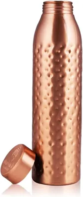NORMAN JR - Bottiglia d'acqua in rame da 1L - Scatola regalo (1 pezzo) Finitura martellata - Vaso puro ayurvedico in rame - Ti aiuta a bere più acqua