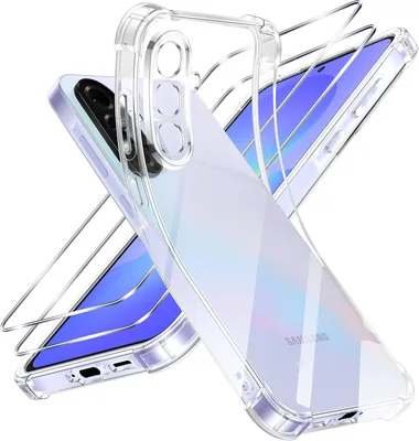 Coque ZhuoFan pour Samsung Galaxy A36 5G avec Verre Trempé 2 Pièces et Bumper en Silicone Transparent, [Protection Air Cushion]