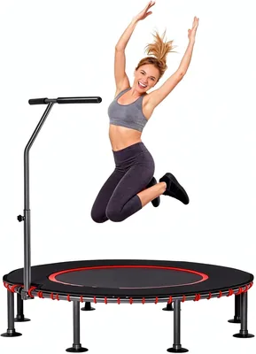Trampolino da Ginnastica Indoor LIFERUN con Copertura dei Bordi fino a 150 kg, Ø 102/122 cm, Maniglie a 3 Livelli, Montaggio Semplice, Corda in Gomma Silenziosa