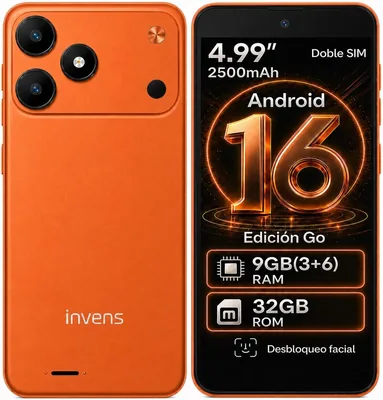 Teléfono inteligente invens TK02 Android, 16GB, 5.0 pulgadas, 9GB RAM (3+6) + 32GB ROM, 4G LTE, Dual SIM + TF 256GB, Cámara 8MP + 5MP