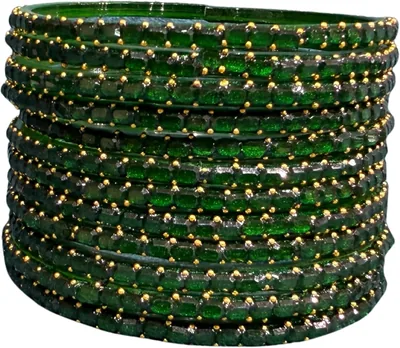 SUNDRAM Raindrop Glass Bangles सेट महिलाओं और लड़कियों के लिए, शादी और पार्टी के लिए पारदर्शी क्रिस्टल Kanch Ki Chudi, 12 के सेट
